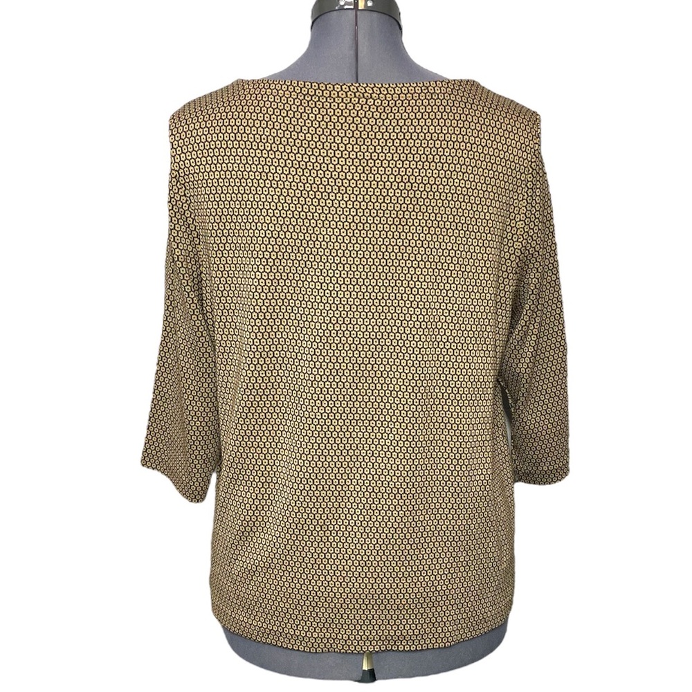 J Jill Ponte Knit Shirt Top Petite Large PL Geometric Print Boatneck 3/4 Sleeve - Picture 3 of 6